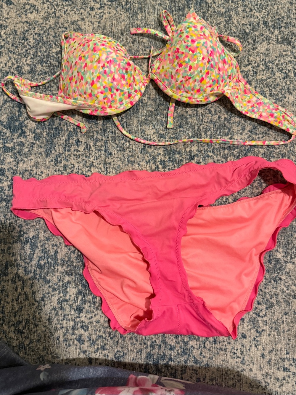 Pink Victoria secret Multicolor Print Bikini Set - Women Swim 34B top and medium